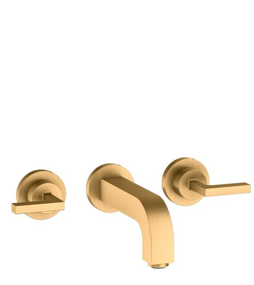 AXOR-HG-AXOR-Citterio-3-Loch-Waschtischarmatur-Unterputz-fuer-Wandmontage-mit-Auslauf-162-mm-Hebelgriffen-und-Rosetten-Brushed-Brass-39315950 gallery number 1